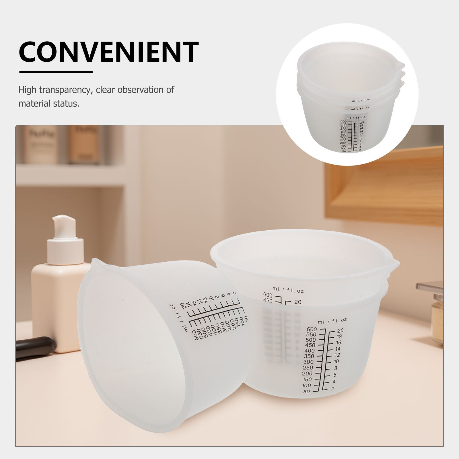 3Pcs Silicone Resin Pouring Cu - Mixing Cup Silicone ulasan dan harga