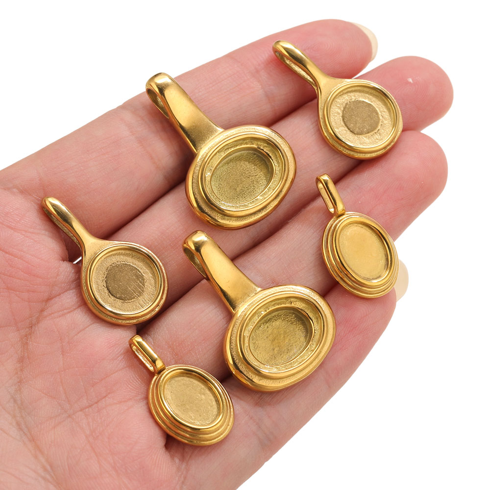 5pcs Stainless Steel Round Ova - Resin Crafts Diy ulasan dan harga
