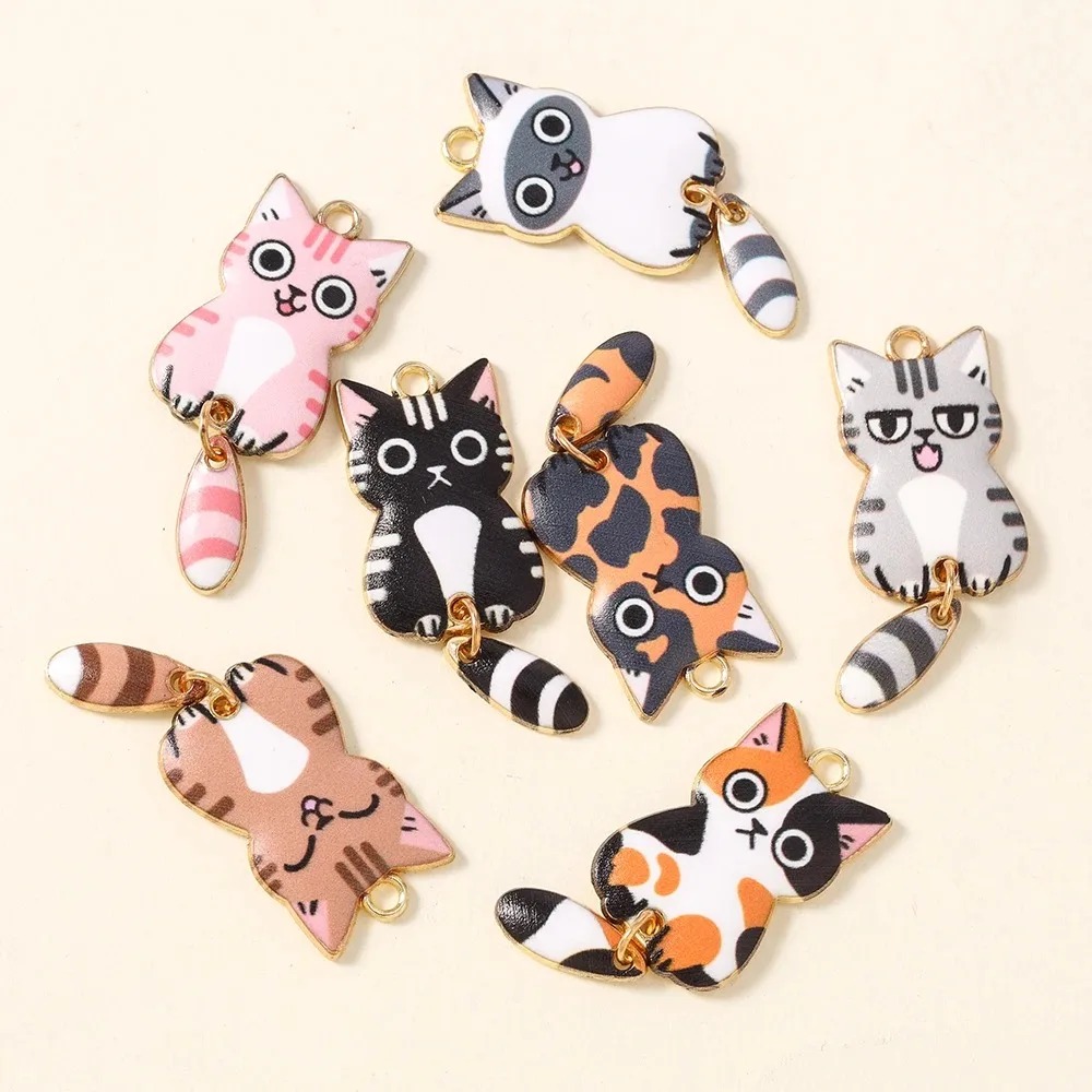 10Pcs 16×39mm Cute Cartoon Cat - Resin Craft Material ulasan dan harga