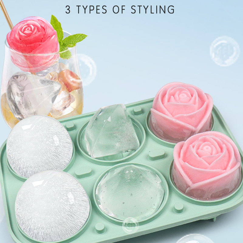 3D Rose Diamond Round Ice Cube - Coaster Mold Round ulasan dan harga