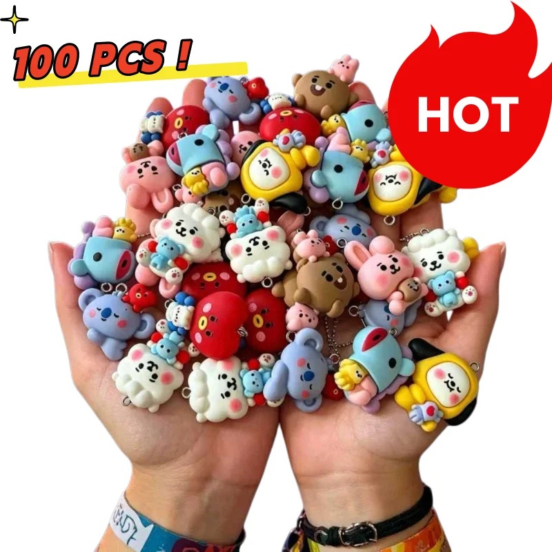 7pcs BT21 Resin Cartoon Charm  - Resin Crafts Diy ulasan dan harga