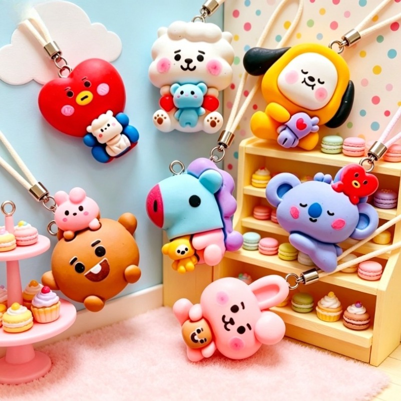 7pcs BT21 Resin Cartoon Charm  - Resin Crafts Diy ulasan dan harga