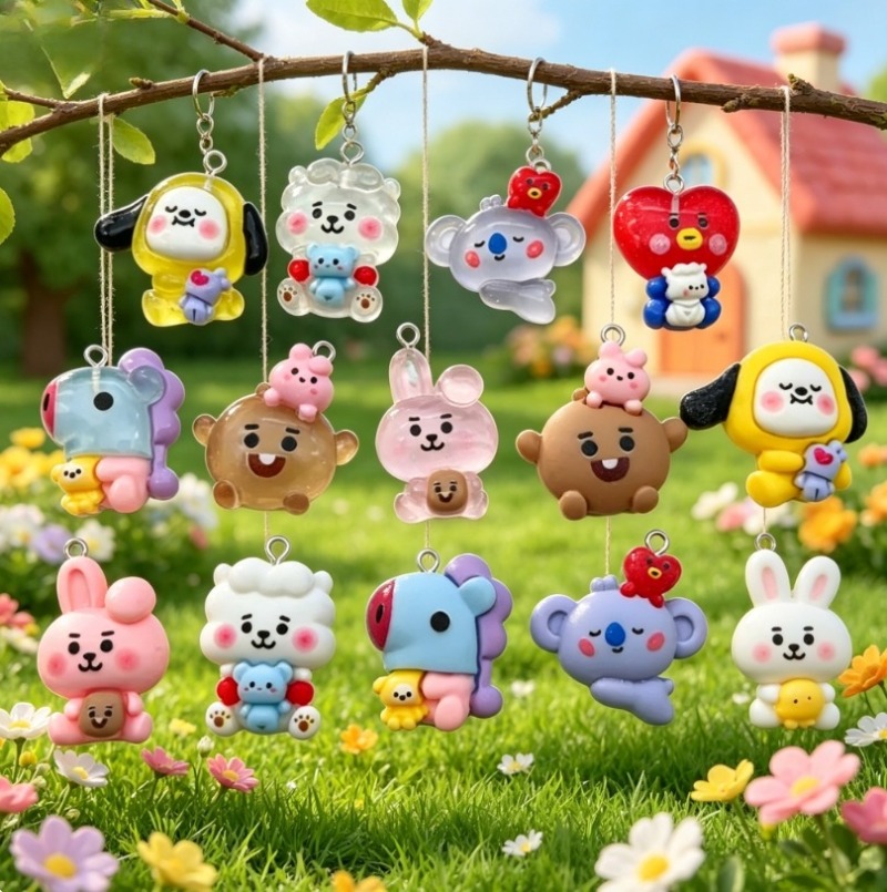 7pcs BT21 Resin Cartoon Charm  - Resin Crafts Diy ulasan dan harga